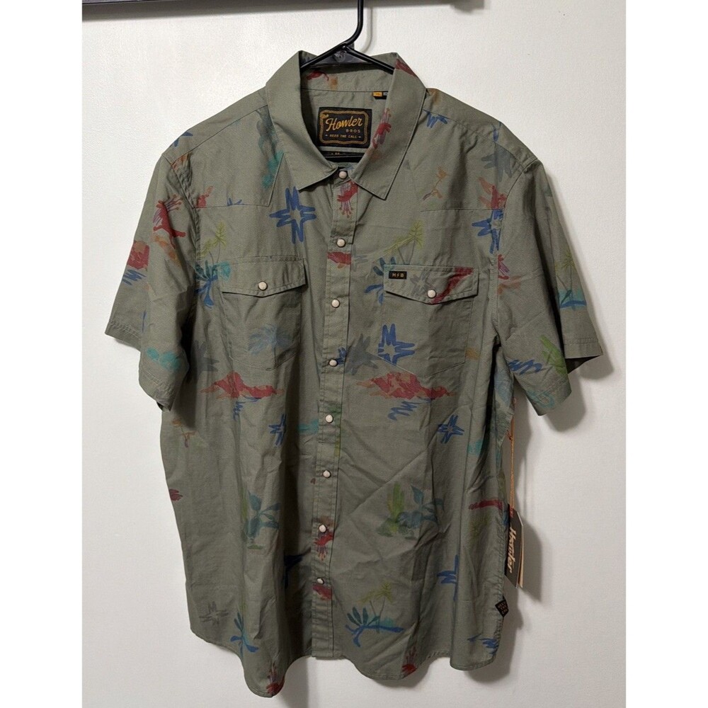 Howler Bros H Bar B Snapshirt OLIVE Vision Quest Pearl Snap Shirt Mens NWT XL